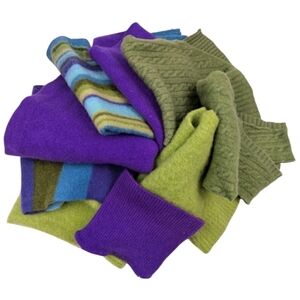 Felted Wool Pieces for Crafting Sewing Art Project Pillow Bag Scarf Purple Green